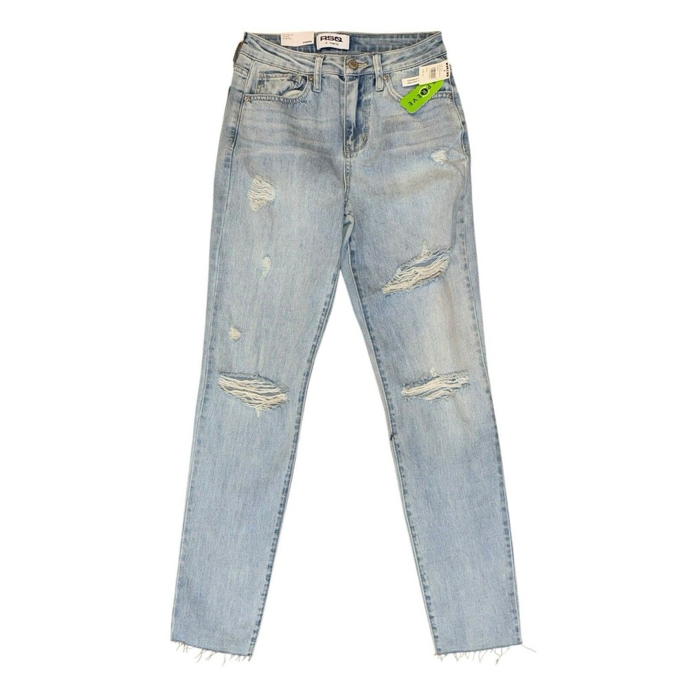 NWT RSQ Vintage Mom Jeans Distressed Blue Light Wash Denim Pants Size 25 NEW